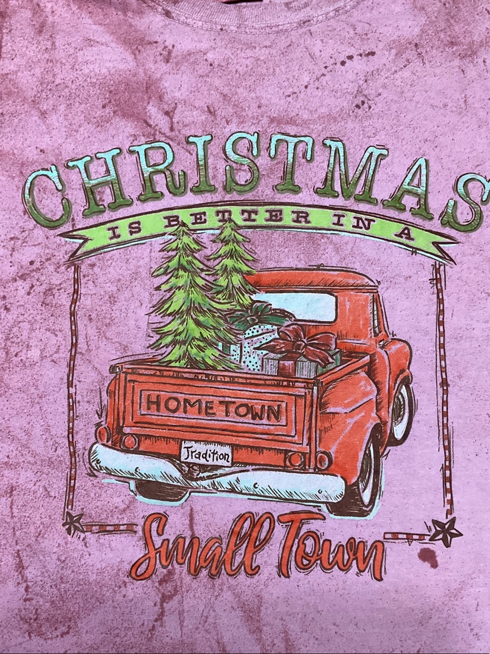 Comfort Colors Pink Tie-Dye Christmas Truck Tee - Picture 4 of 9